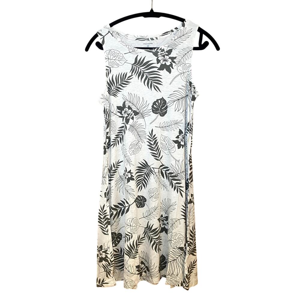 Amazon Essentials - Beige & Green Leaf Pattern Dress - XS